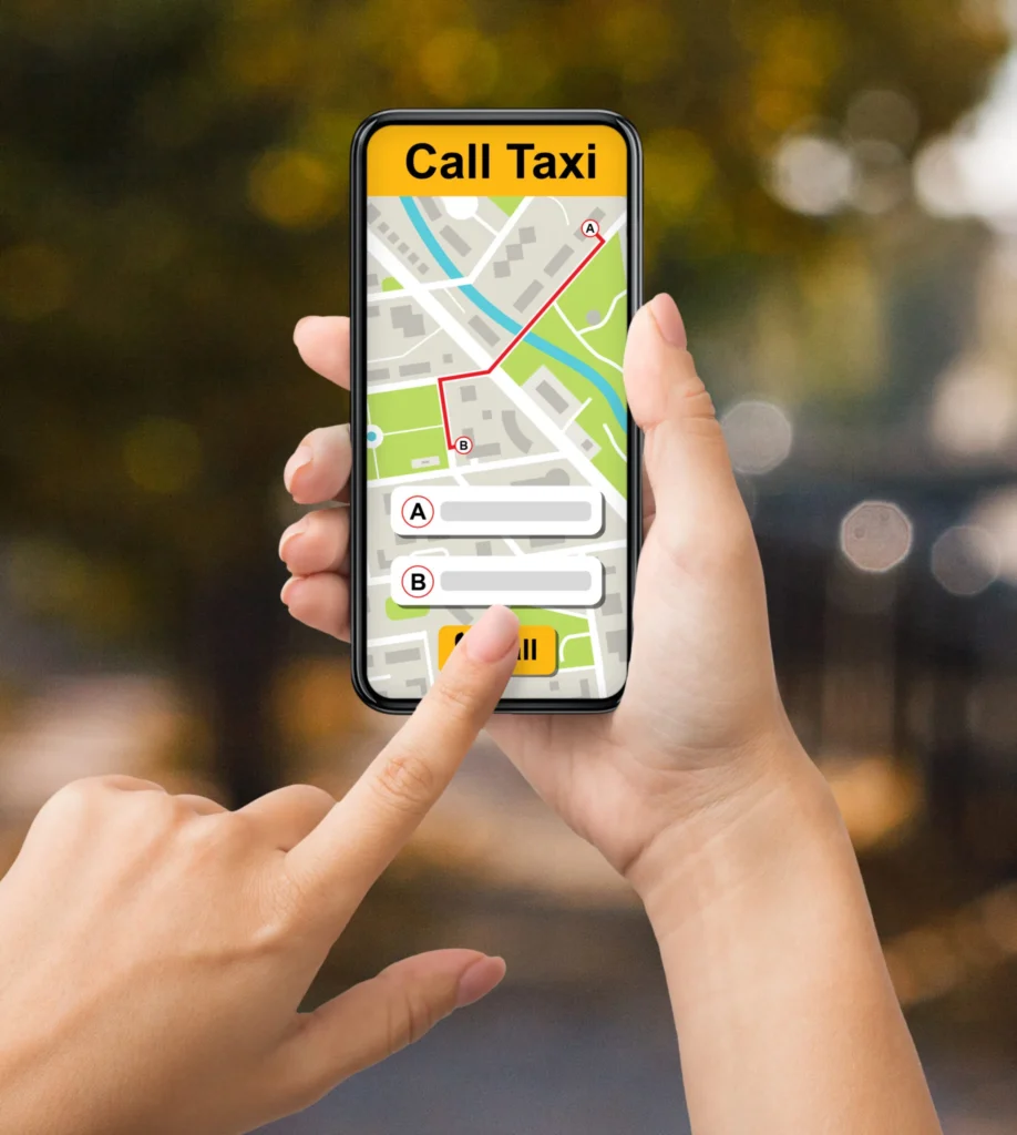 lady holding smartphone with taxi app interface 2023 11 27 05 36 00 utc 1836x2048 1 Rented Cabs in Bangalore