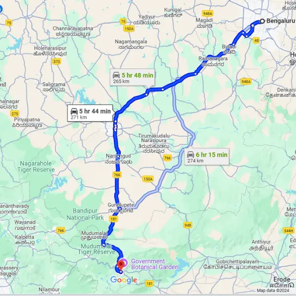 ooty map outstation cabs from bangalore to ooty